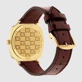  Shop Authentic Gucci Grip Quartz Gold Dial Maroon Leather Strap Watch For Women - YA157413 - Luxxuri