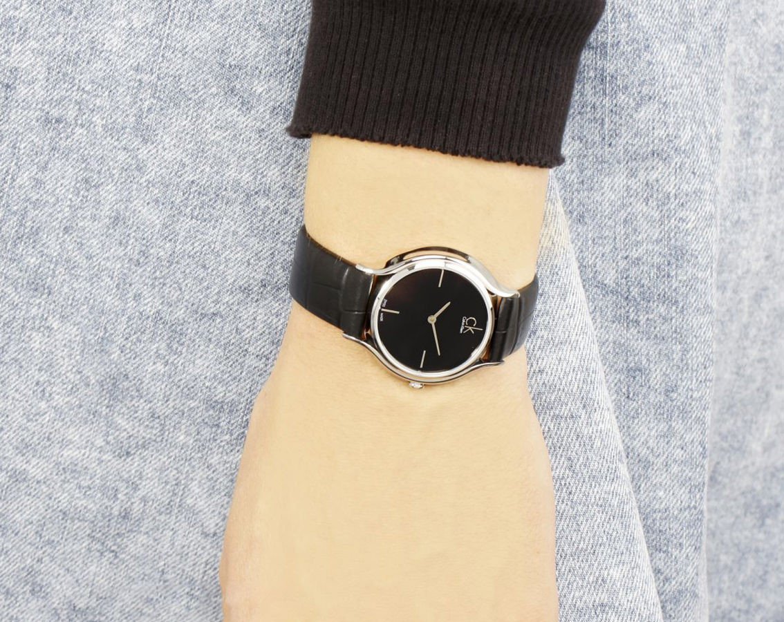  Shop Authentic Calvin Klein Skirt Black Dial Black Leather Strap Watch for Women  - K2U231C1 - Luxxuri