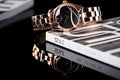 Tissot T Wave Black Dial Rose Gold Steel Strap Watch For Women - T112.210.33.051.00