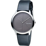  Shop Authentic Calvin Klein Minimal Grey Dial Black Leather Strap Watch for Men - K3M221C3 - Luxxuri