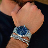  Shop Authentic Tommy Hilfiger Oliver Quartz Blue Dial Silver Mesh Bracelet Watch for Men - 1791302 - Luxxuri