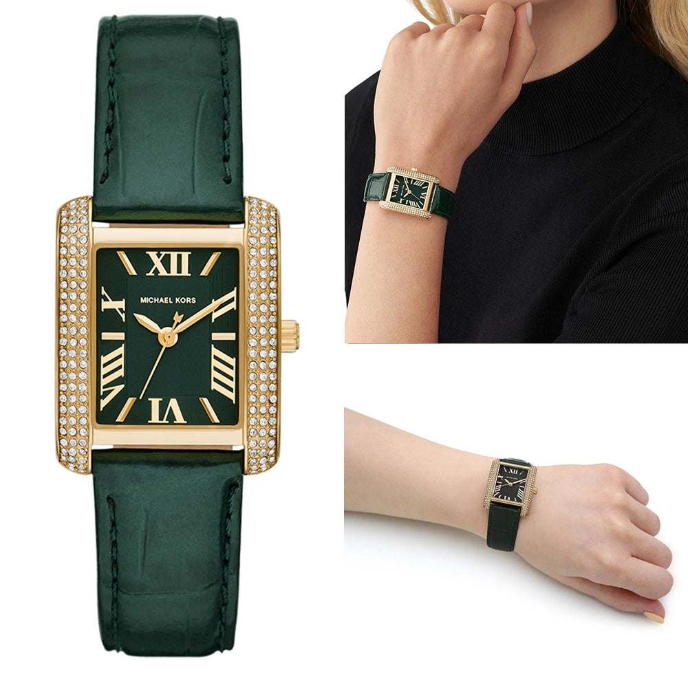  Shop Authentic Michael Kors Emery Quartz Diamonds Green Dial Green Leather Strap Watch For Women - MK4697 - Luxxuri