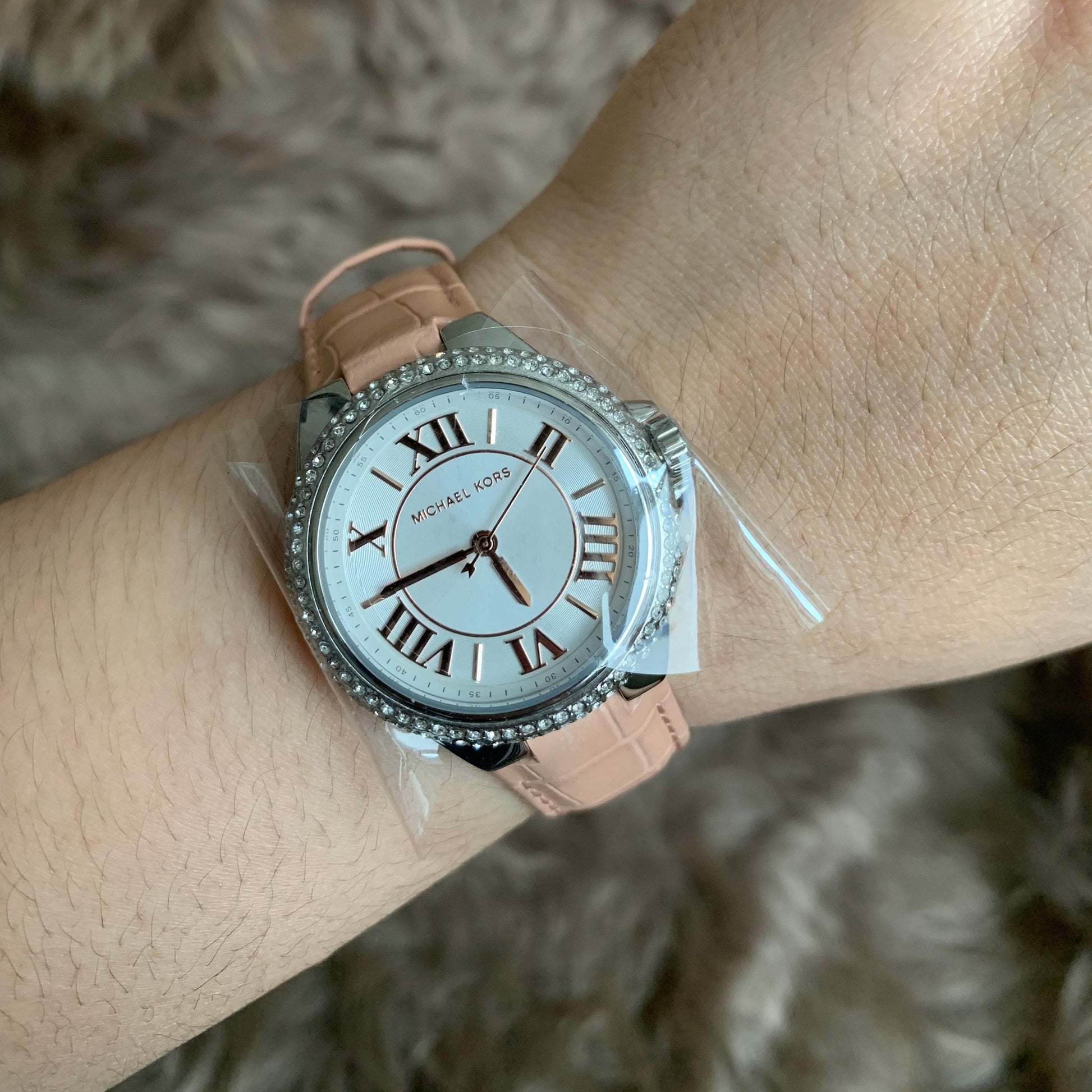  Shop Authentic Michael Kors Camille Three-Hand Crystals White Dial Pink Leather Strap Watch for Women - MK2963 - Luxxuri