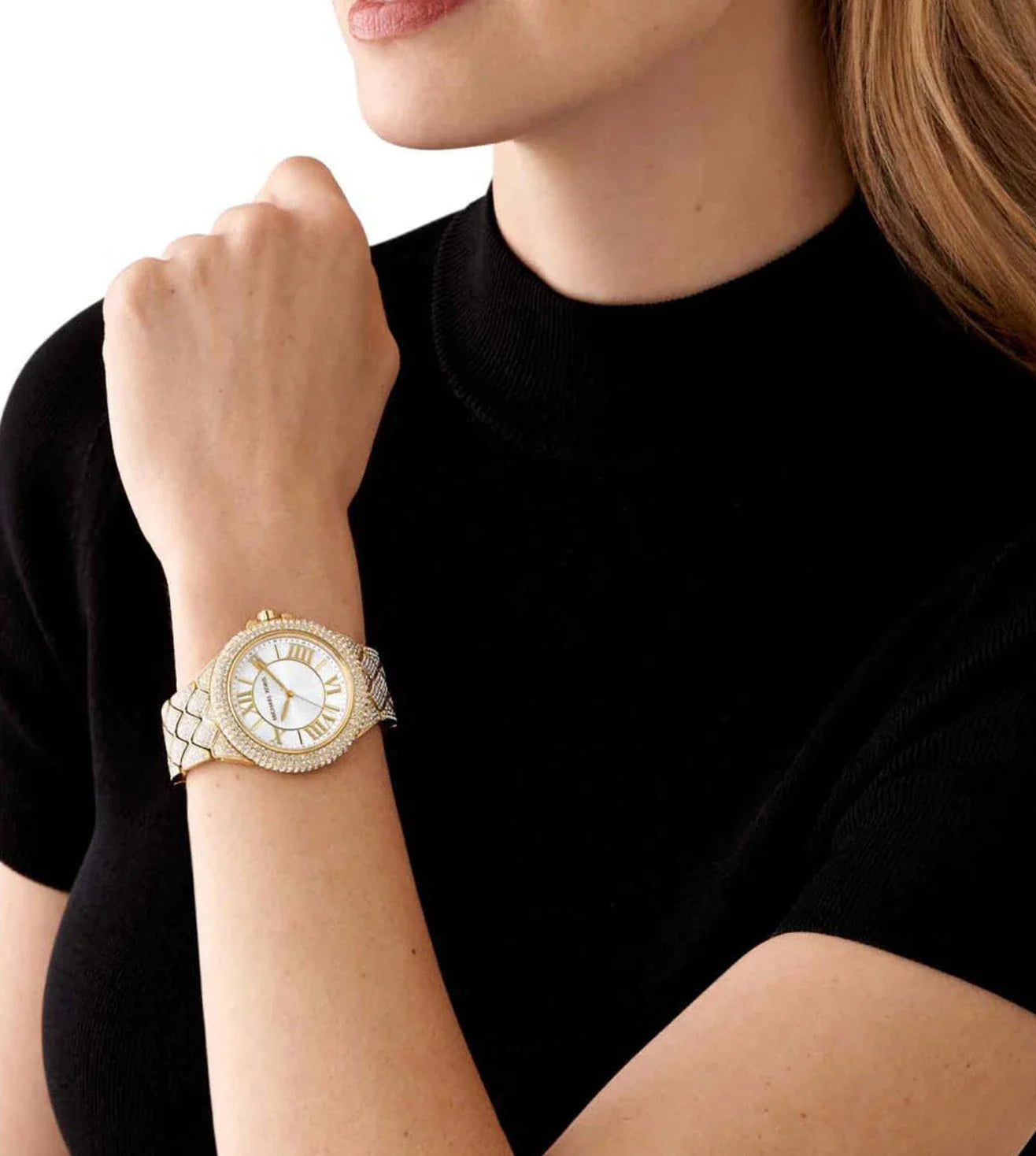  Shop Authentic Michael Kors Camille Three-Hand Crystals White Dial Gold Steel Strap Watch for Women - MK4800 - Luxxuri