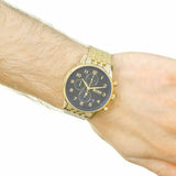  Shop Authentic Hugo Boss Navigator Black Dial Gold Steel Strap Watch for Men - 1513531 - Luxxuri