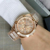  Shop Authentic Guess Frontier Chronograph Crystals Rose Gold Dial Rose Gold Steel Strap Watch for Men - W0799G3 - Luxxuri