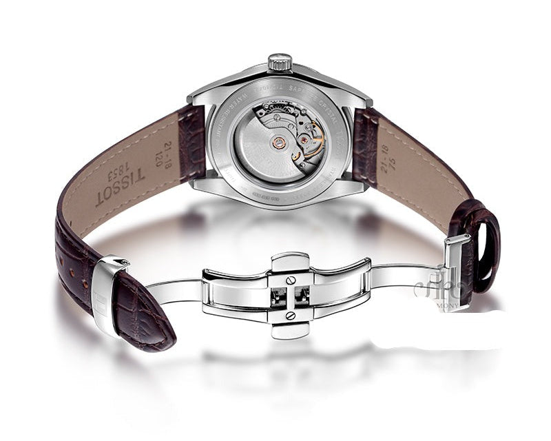  Shop Authentic Tissot Gentleman Powermatic 80 Silicium Black Dial Brown Leather Strap Watch For Men - T127.407.16.051.01 - Luxxuri