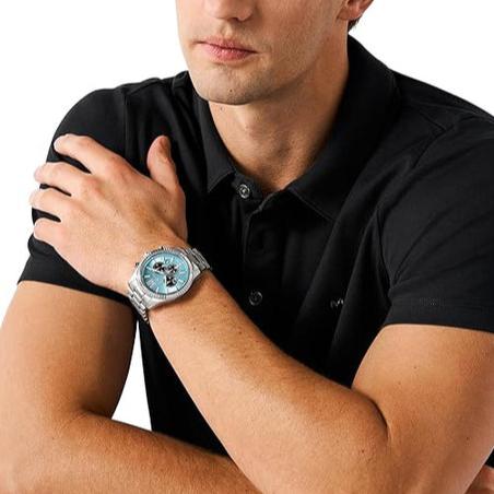  Shop Authentic Michael Kors Lexington Chronograph Blue Dial Silver Steel Strap Watch for Men - MK9165 - Luxxuri