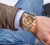  Shop Authentic Guess Continental Diamonds Gold Dial Gold Steel Strap Watch for Men - GW0261G2 - Luxxuri