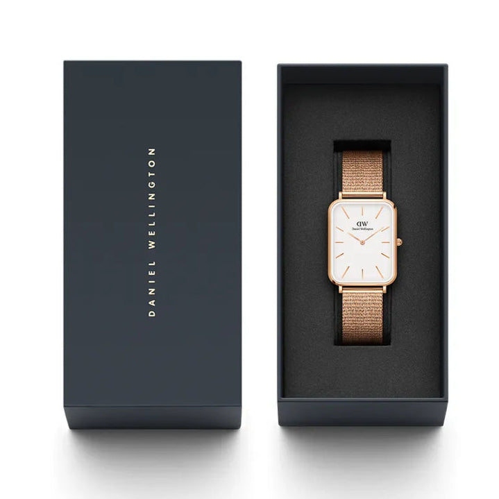  Shop Authentic Daniel Wellington Quadro Pressed Melrose White Dial Rose Gold Mesh Strap Watch For Women - DW00100465 - Luxxuri