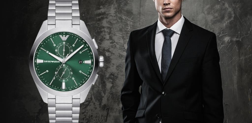  Shop Authentic Emporio Armani Chronograph Green Dial Silver Steel Strap Watch For Men - AR11480 - Luxxuri