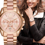  Shop Authentic Michael Kors Bradshaw Chronograph Pink Dial Two Tone Steel Strap Watch For Women - MK6830 - Luxxuri