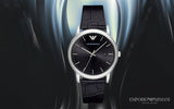  Shop Authentic Emporio Armani Luigi Quartz Black Dial Black Leather Strap Watch For Men - AR2500 - Luxxuri