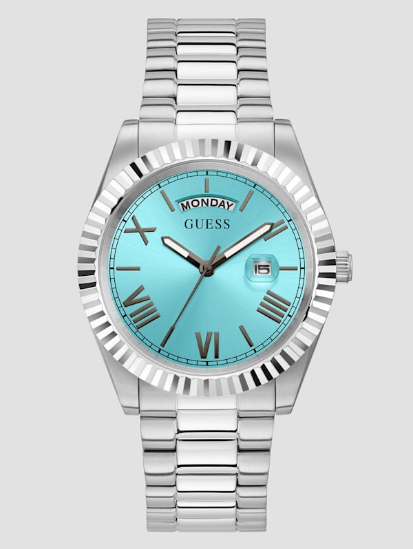  Shop Authentic Guess Connoisseur Turquoise Dial Silver Steel Strap Watch for Men - GW0265G11 - Luxxuri