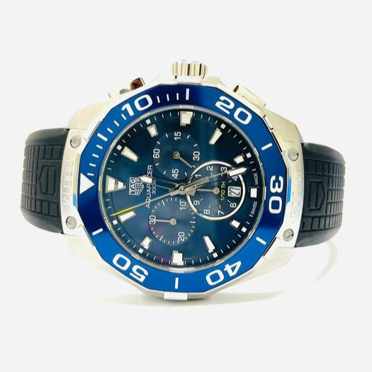  Shop Authentic Tag Heuer Aquaracer Chronograph Blue Dial Black Rubber Strap Watch for Men - CAY111B.FT6041 - Luxxuri