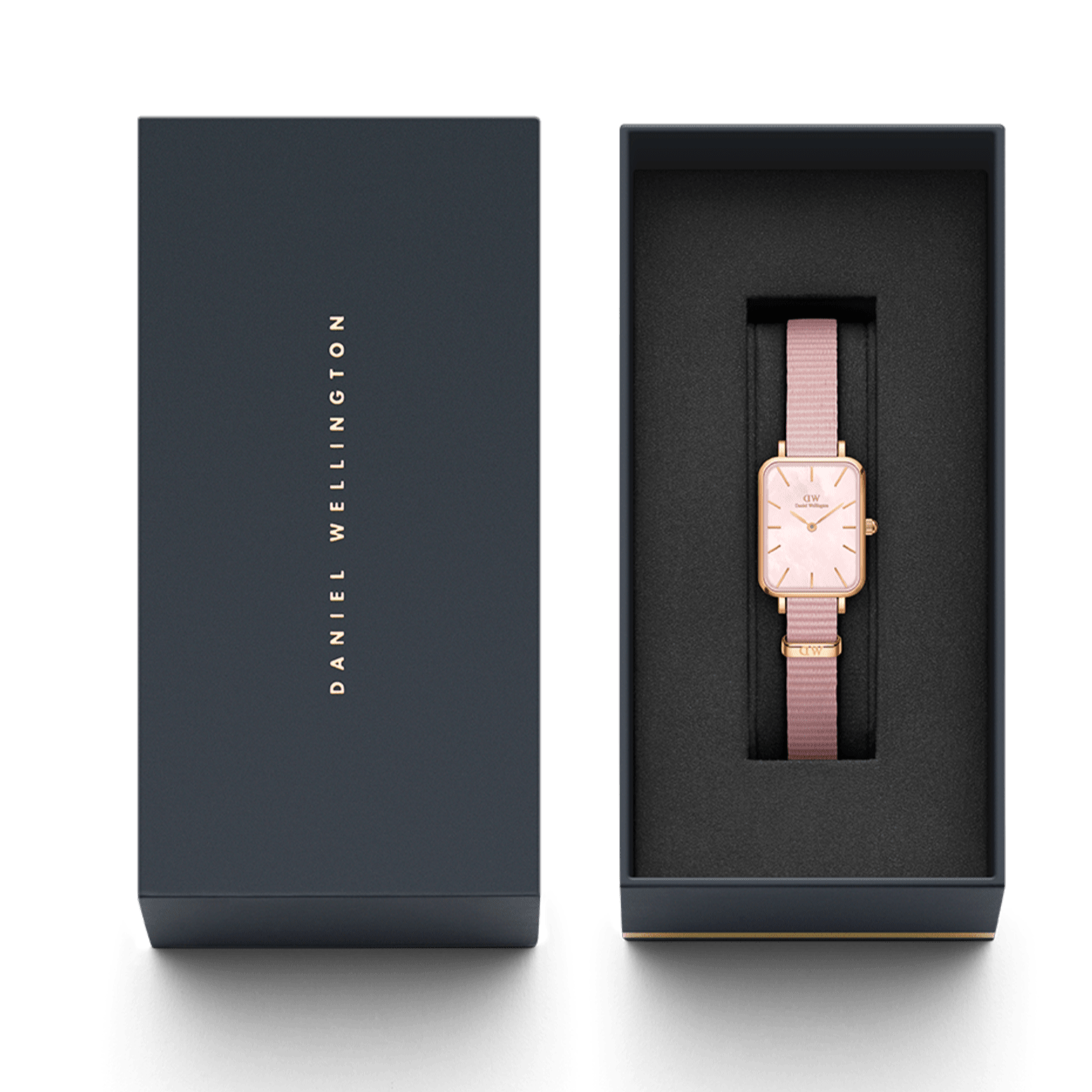  Shop Authentic Daniel Wellington Quadro Pressed Mother of Pearl Pink Dial Pink Nylon Strap Watch For Women - DW00100509 - Luxxuri
