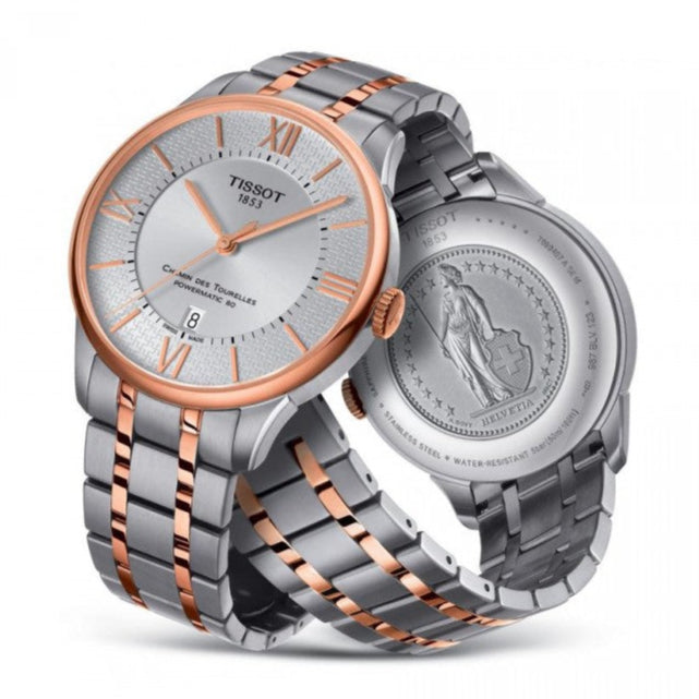  Shop Authentic Tissot Chemin des Tourelles Powermatic 80 Silver Dial Two Tone Steel Strap Watch for Men - T099.407.22.038.02 - Luxxuri