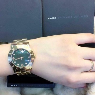  Shop Authentic Marc Jacobs Amy Green Dial Gold Steel Strap Watch for Women - MBM8609 - Luxxuri