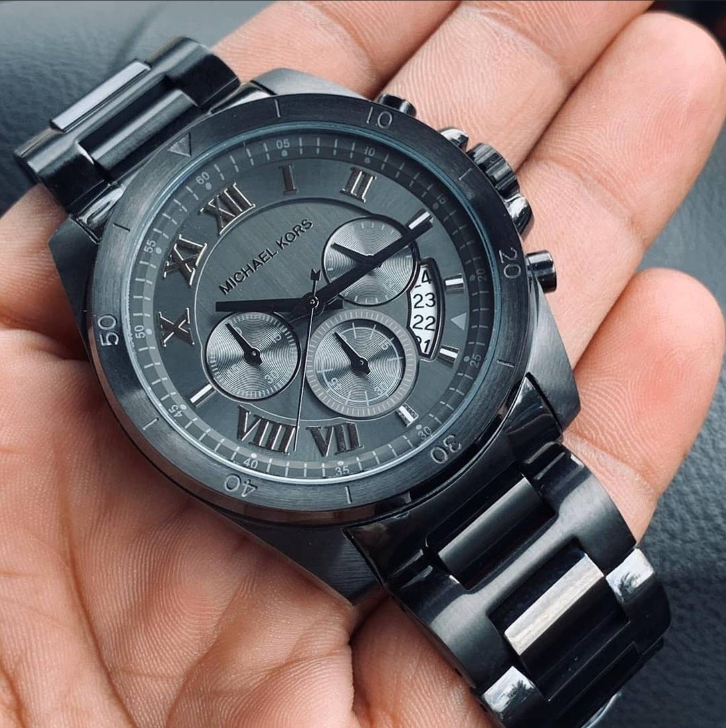  Shop Authentic Michael Kors Brecken Chronograph Black Dial Black Steel Strap Watch For Men - MK8482 - Luxxuri