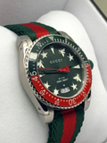  Shop Authentic Gucci Dive Quartz Green Dial Two Tone NATO Strap Watch For Men - YA136339 - Luxxuri