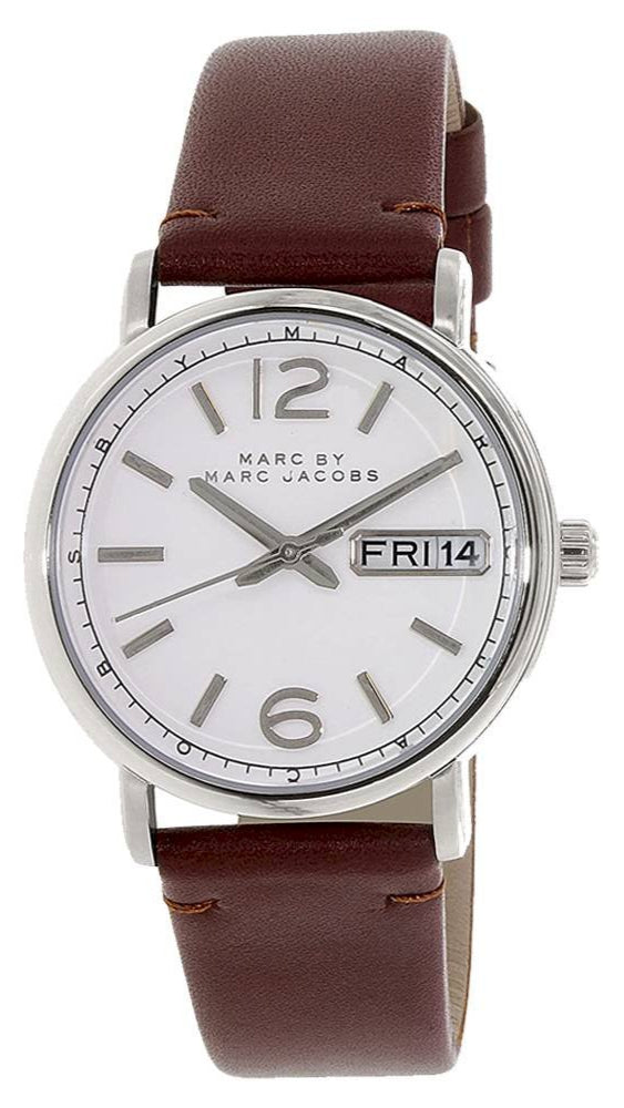  Shop Authentic Marc Jacobs Fergus White Dial Brown Leather Strap Watch for Women - MBM8649 - Luxxuri