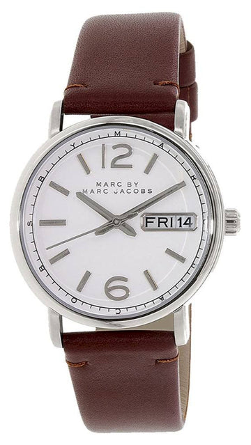  Shop Authentic Marc Jacobs Fergus White Dial Brown Leather Strap Watch for Women - MBM8649 - Luxxuri