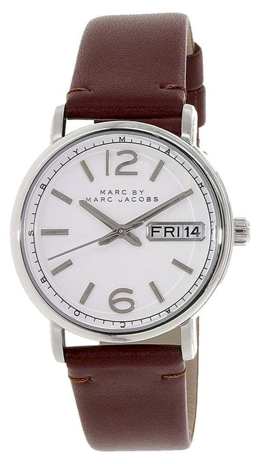 Shop Authentic Marc Jacobs Fergus White Dial Brown Leather Strap Watch for Women - MBM8649 - Luxxuri