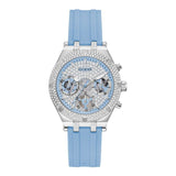  Shop Authentic Guess Confetti Crystal Silver Dial Blue Rubber Strap Watch For Women - W1098L3 - Luxxuri