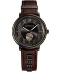  Shop Authentic Versace V-Circle Manifesto Black Dial Maroon Leather Strap Watch for Men - VBQ040017 - Luxxuri