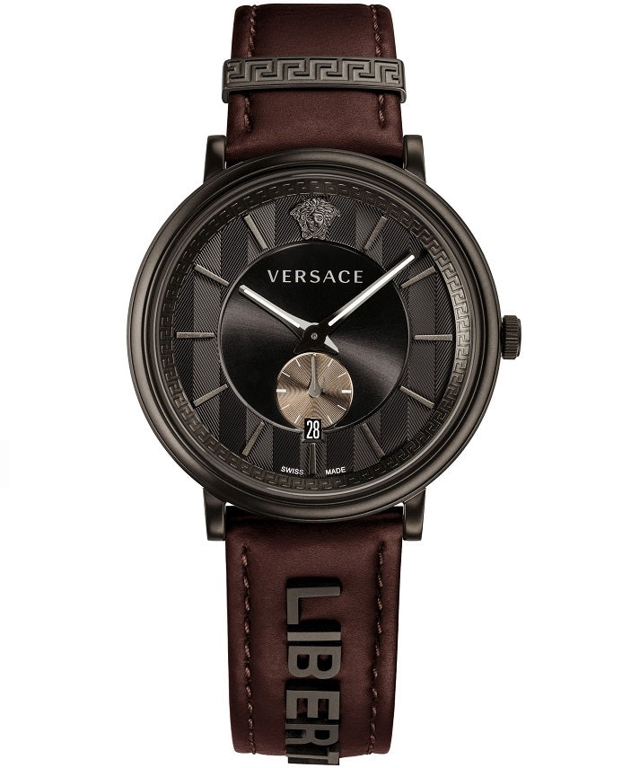  Shop Authentic Versace V-Circle Manifesto Black Dial Maroon Leather Strap Watch for Men - VBQ040017 - Luxxuri