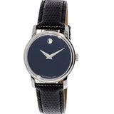  Shop Authentic Movado Museum Black Dial Black Leather Strap Watch For Women - 2100004 - Luxxuri
