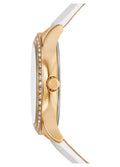 Michael Kors Sage Three-Hand Mother of Pearl White Dial White Leather Strap Watch for Women - MK4818