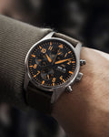 Shop Authentic IWC Pilot's Watch Chronograph Black Dial Olive Green Calfskin Strap Watch for Men - IW377730 - Luxxuri