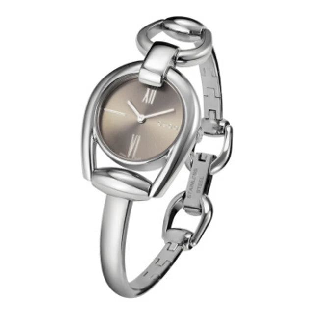  Shop Authentic Gucci Horsebit Collection Quartz Brown Dial Silver Steel Strap Watch For Women - YA139501 - Luxxuri