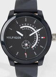  Shop Authentic Tommy Hilfiger Denim Quartz Black Dial Black Leather Strap Watch for Men - 1791479 - Luxxuri