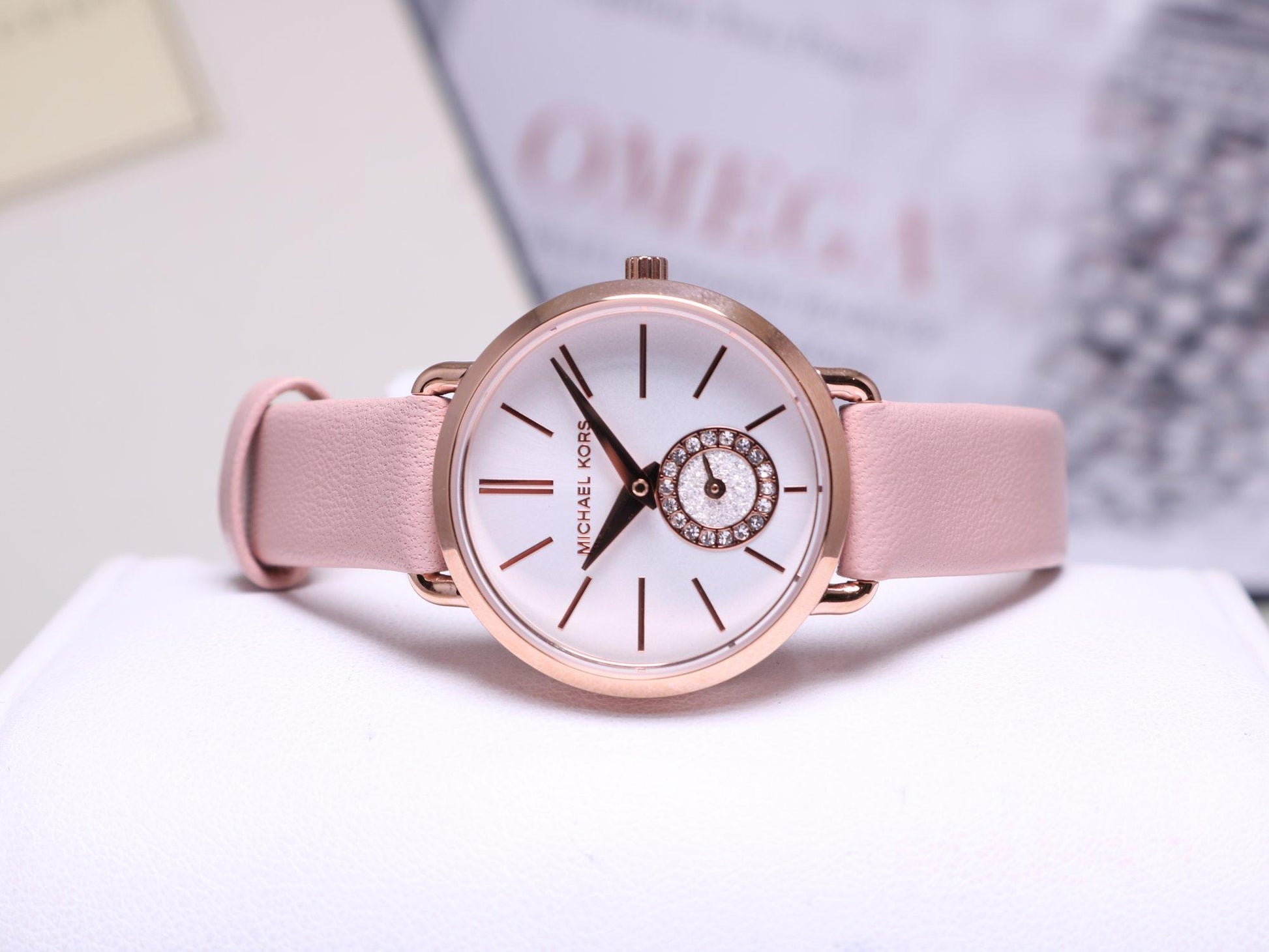  Shop Authentic Michael Kors Petite Portia Silver Dial Pink Rubber Strap Watch For Women - MK2735 - Luxxuri