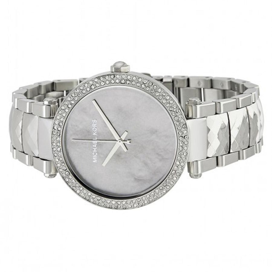  Shop Authentic Michael Kors Parker Mother of Pearl Silver Steel Strap Watch for Women - MK6424 - Luxxuri
