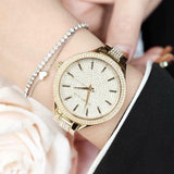  Shop Authentic Michael Kors Slim Runway Crystals Gold Dial Gold Steel Strap Watch for Women - MK3632 - Luxxuri