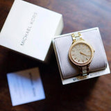  Shop Authentic Michael Kors Slim Runway Crystals Gold Dial Gold Steel Strap Watch for Women - MK3632 - Luxxuri