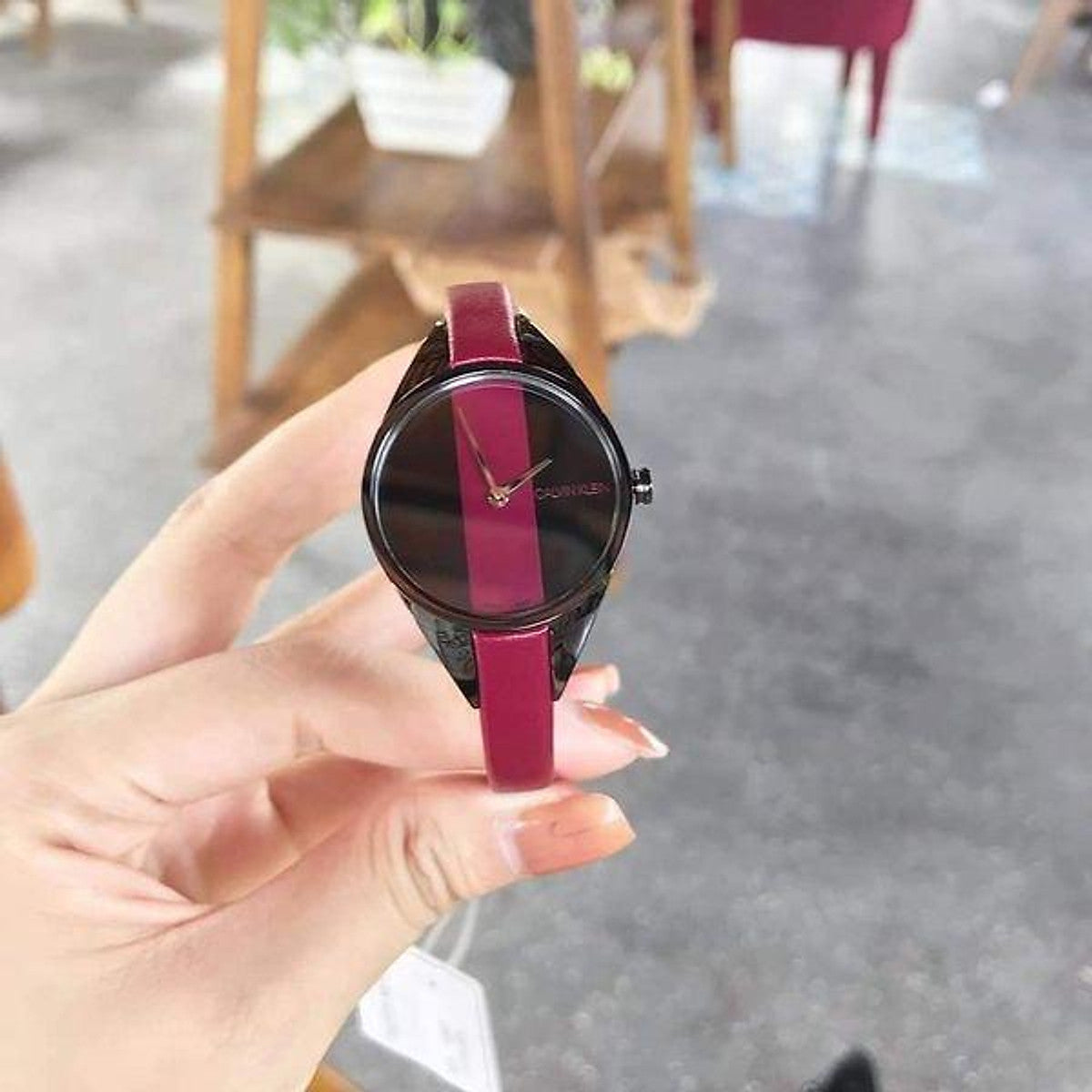  Shop Authentic Calvin Klein Rebel Red Black Dial Red Leather Strap Watch for Women - K8P237U1 - Luxxuri