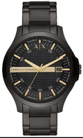 Armani Exchange Hampton Chronograph Black Dial Black Steel Strap Watch For Men - AX2150