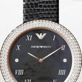  Shop Authentic Emporio Armani Aviator Crystals Mother of Pearl Black Dial Black Silicon Strap Watch For Women - AR11373 - Luxxuri