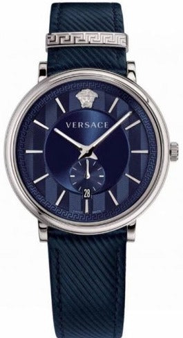  Shop Authentic Versace Manifesto Quartz Blue Dial Blue Leather Strap Watch For Men - VBQ01017 - Luxxuri