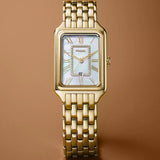  Shop Authentic Fossil Raquel Three Hand Mother of Pearl Dial Gold Steel Strap Watch For Women - ES5304 - Luxxuri