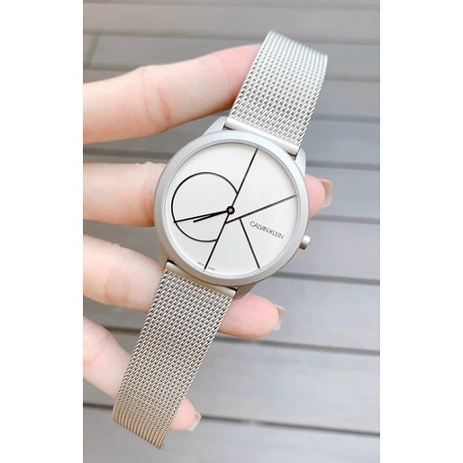  Shop Authentic Calvin Klein Minimal White Dial Silver Mesh Bracelet Watch for Men - K3M5115X - Luxxuri