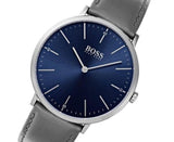  Shop Authentic Hugo Boss Horizon Blue Dial Grey Leather Strap Watch for Men - 1513539 - Luxxuri