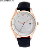  Shop Authentic Emporio Armani Classic Silver Dial Blue Leather Strap Watch For Men - AR11131 - Luxxuri