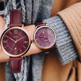  Shop Authentic Fossil Jacqueline Burgundy Dial Burgundy Leather Strap Watch for Women  - ES4099 - Luxxuri