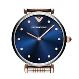  Shop Authentic Emporio Armani Gianni T Bar Crystal Blue Dial Two Tone Steel Strap Watch For Women - AR11092 - Luxxuri