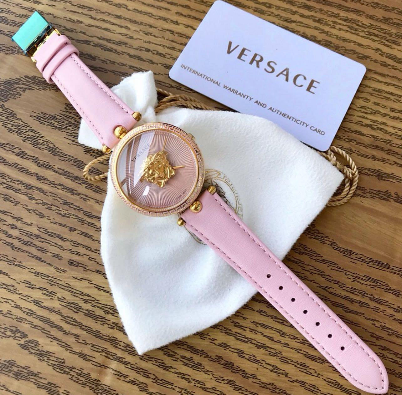  Shop Authentic Versace Palazzo Empire Pink Dial Pink Leather Strap Watch for Women - VCO030017 - Luxxuri